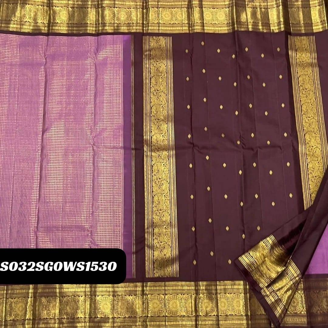 Purple Green Elegant Banarasi Soft Silk Saree with Zari Motifs & Jacquard Border Blouse